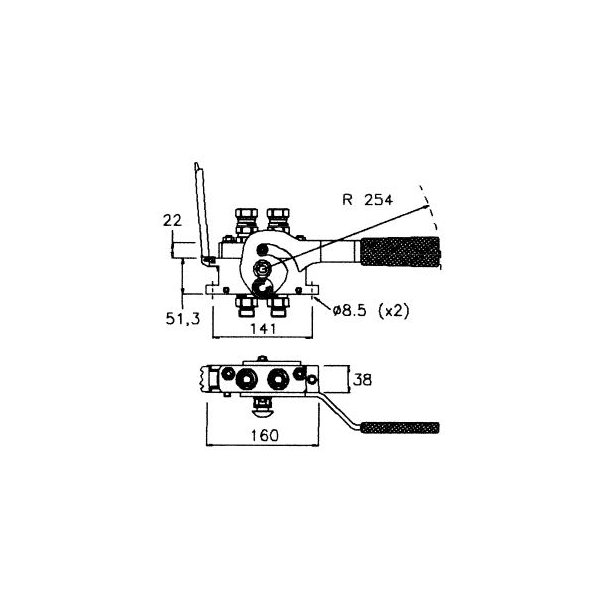 MultiFaster hanpart, 2PB06 2 udtag 3/8", 1/2" BSP indv.