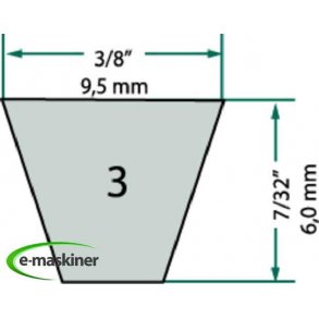 3/8 remme forstrket (ryg 9,5 mm)